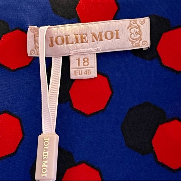 NWT- Jolie Moi Polka Ratette Dress, Blue Size 18 - Picture 8 of 10